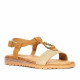 Sandalias planas CALZAPIES de color crema y marrones con animal print - Querol online