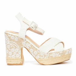 Sandàlies taló Mandarina blanques creuades per davant i altes - Querol online