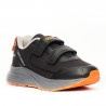 Zapatillas deporte QUETS! negras con doble velcro y detalles naranjas