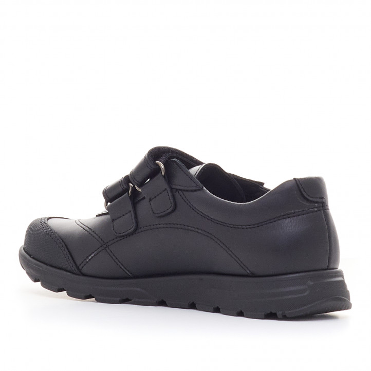 Zapatos colegiales Pablosky de piel negra con doble velcro - Querol online