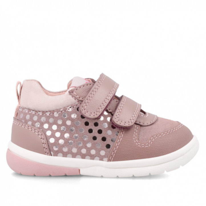 Zapatos Garvalin de piel rosas con doble velcro - Querol online
