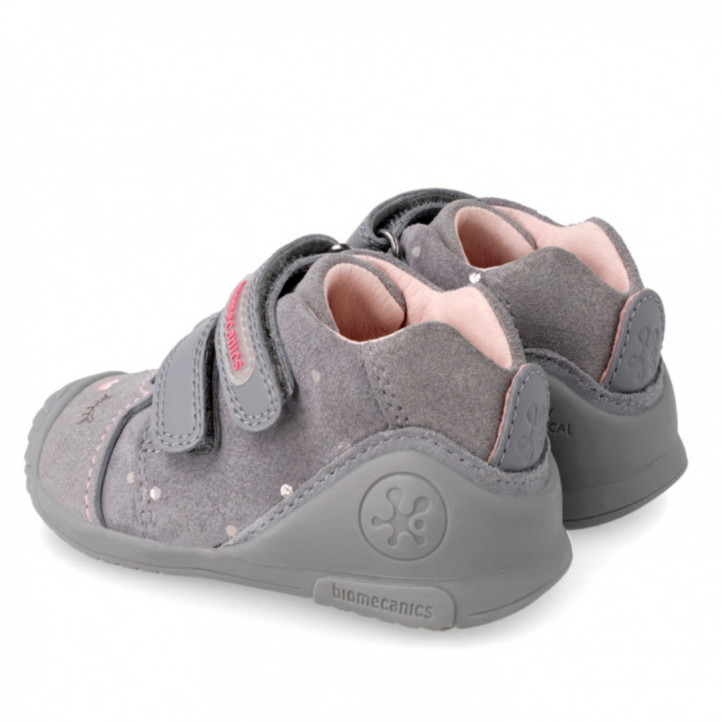 Zapatos Biomecanics de piel serraje grises con carita - Querol online
