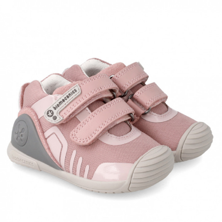 Zapatillas deporte Biomecanics rosas de nailon con doble velcro - Querol online
