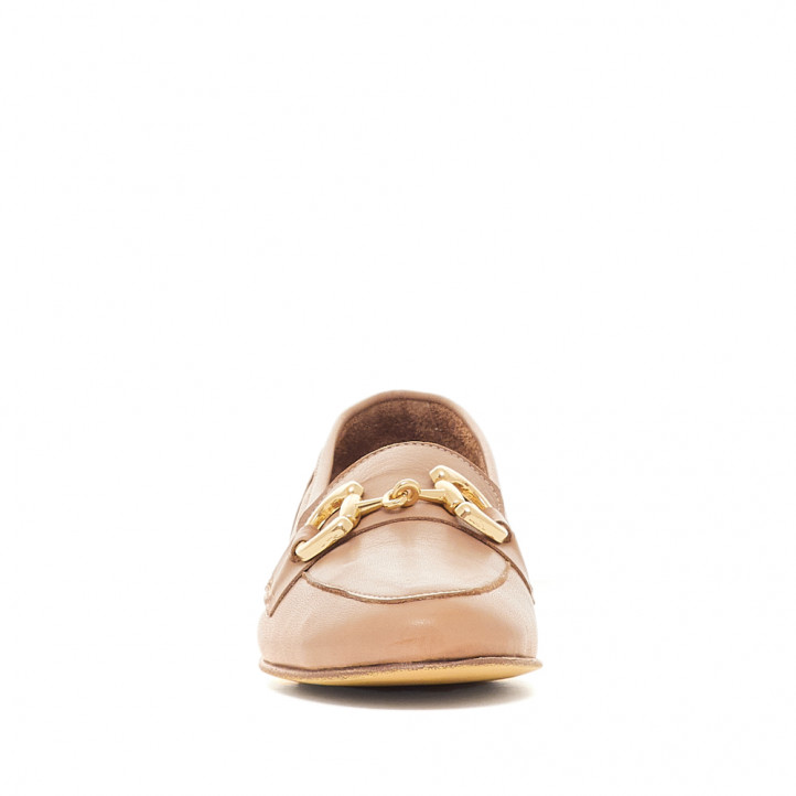 Sabates planes Top3 marrons tipus mocasí amb cadena metàl·lica - Querol online