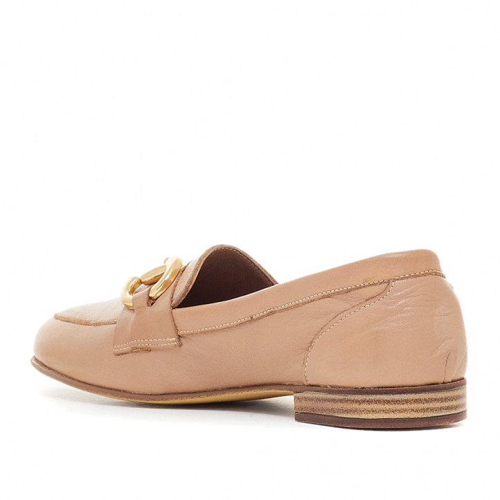 Sabates planes Top3 marrons tipus mocasí amb cadena metàl·lica - Querol online