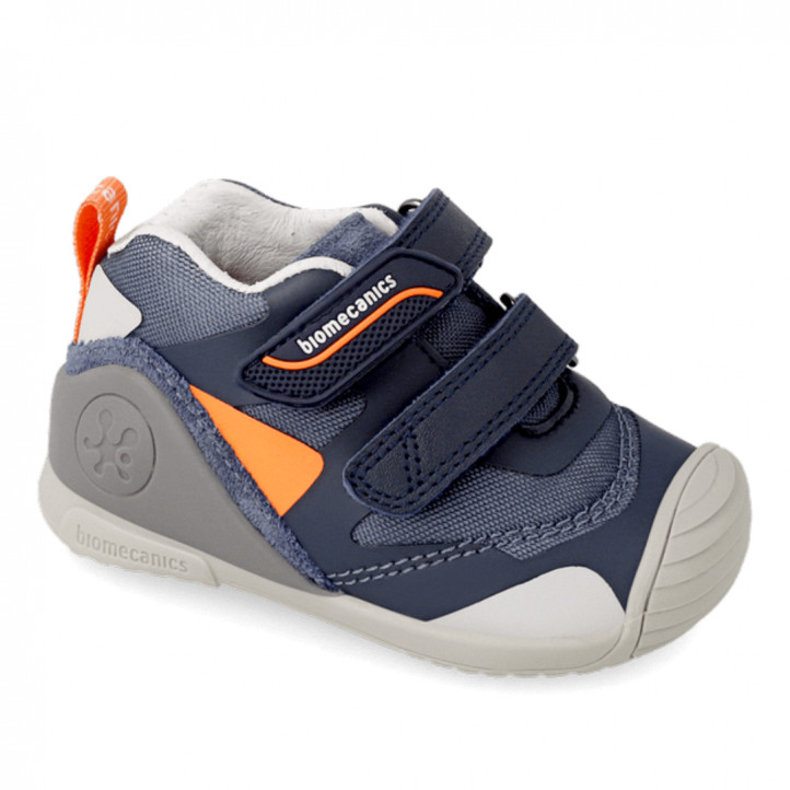 Zapatos Biomecanics azules con detalles naranjas - Querol online