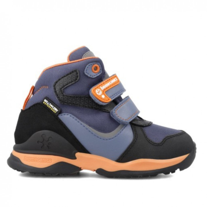 Zapatillas deporte Biomecanics tipo botines azules con detalles naranjas
