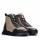 Botines planos Wonders england bicolor negro y taupe - Querol online