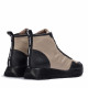 Botines planos Wonders england bicolor negro y taupe - Querol online