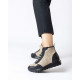 Botines planos Wonders england bicolor negro y taupe - Querol online