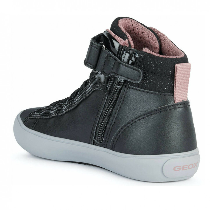 Zapatillas deporte Geox negras con detalles rosas de botín - Querol online
