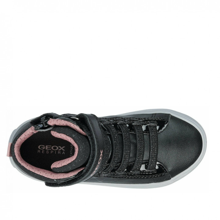 Zapatillas deporte Geox negras con detalles rosas de botín - Querol online