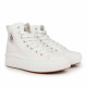 Zapatillas lona Chika 10 blancas de bota con plataforma y suela caramelo - Querol online