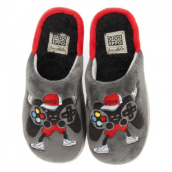 Espardenyes casa Gioseppo destalonades grisa amb estampat de videoconsola kivoli - Querol online