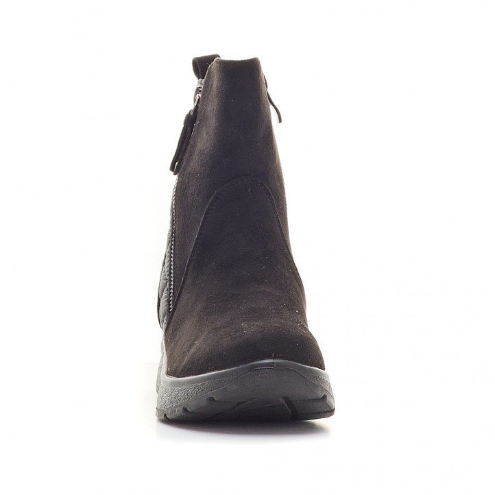 Botines planos Mysoft negros con cremallera lateral y acolchado - Querol online