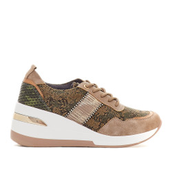 Sabatilles falca Mysoft animal print color taupe i verd - Querol online