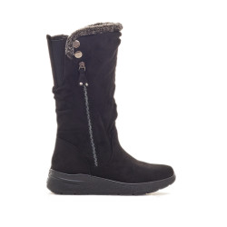 Botes planes Mysoft negres amb cremallera i pèl en la part interior - Querol online