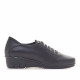 Zapatos cuña Suite009 negros de piel con cordones elásticos cómodos - Querol online