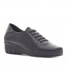 Zapatos cuña Suite009 negros de piel con cordones elásticos cómodos