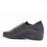 Zapatos cuña Suite009 negros de piel con cordones elásticos cómodos