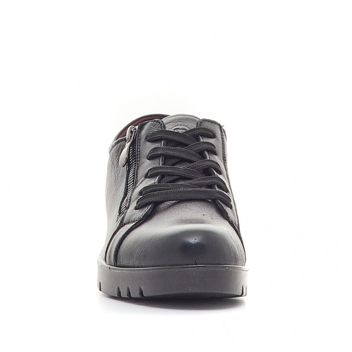Zapatos cuña The Happy Monk carmina 03 negros con cremallera lateral - Querol online