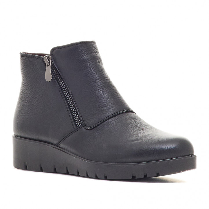 Botins plans The Happy Monk carmina 08 negres de pell amb cremallera lateral - Querol online