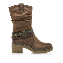 Botins de taló Mustang Doris High amb capdavantera arrodonida i canya arrugada - Querol online