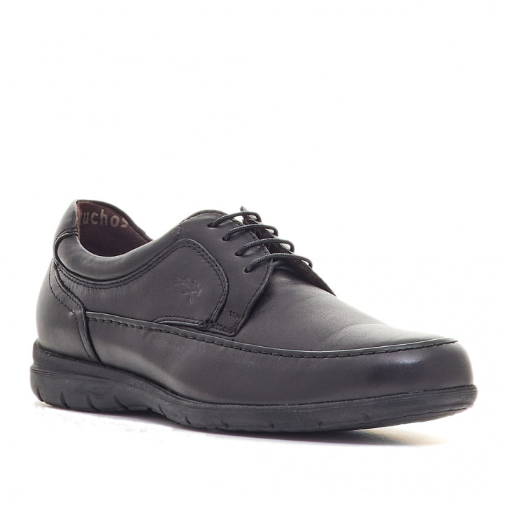 Zapatos vestir Fluchos con cordones de piel negros - Querol online