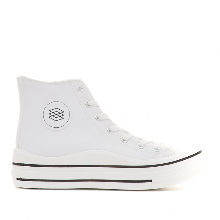 Zapatillas altas Owel sendai blancas con suela ondulada - Querol online