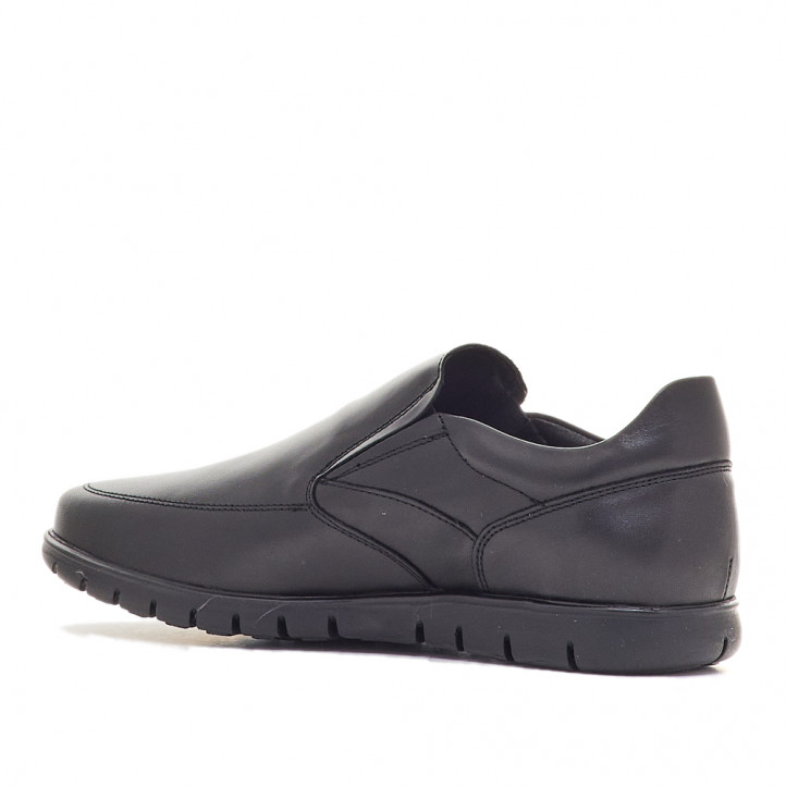 Zapatos vestir Be Cool negros de piel con suela de goma sin cordones - Querol online