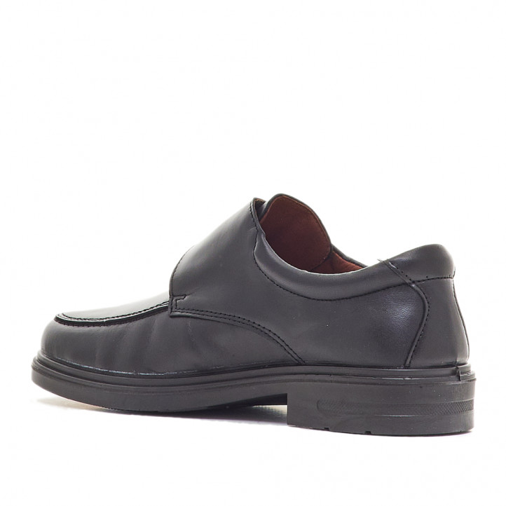 Zapatos vestir Luisetti negros de piel con cierre de velcro - Querol online
