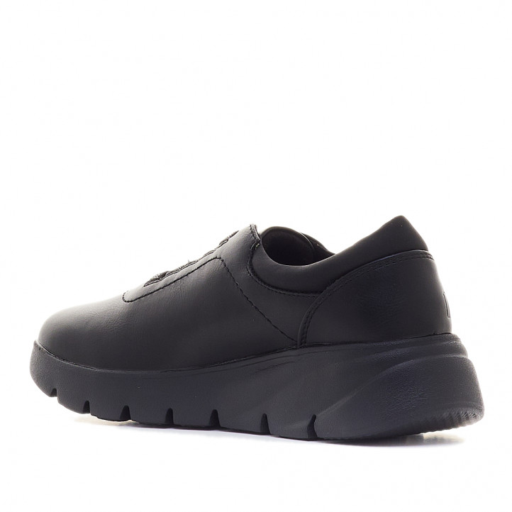Zapatos cuña Owel matsue negros con cuña y elásticos - Querol online