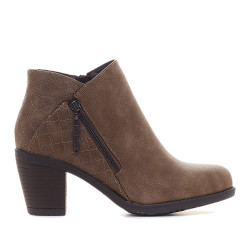 Botins de taló Chika 10 marrons amb costures i cremalleres - Querol online