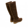 Botas planas Porronet moka con suela caramelo y cremallera cindy