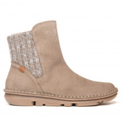 Botins plans ONFOOT silken taupe de pell amb coll de llana - Querol online