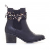 Botines tacón Chika 10 negros tipo cowboy con lazo