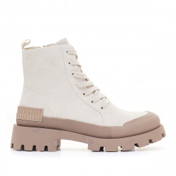 Botins plans Chika 10 beix amb cordons i sola track - Querol online