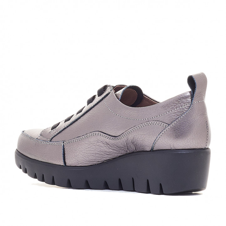 Zapatos cuña Wonders color gris metalizado con cuña - Querol online