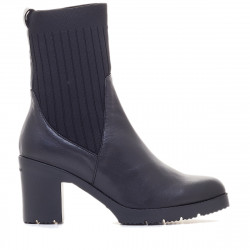 Botines tacón Wonders negros con tejido en la caña - Querol online
