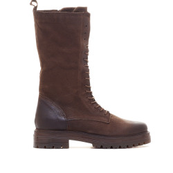Botes planes Mjus de pell marrons altes - Querol online