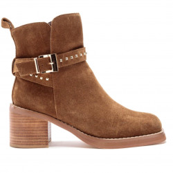 Botins de taló Alma Blue picasso color marró de pell - Querol online