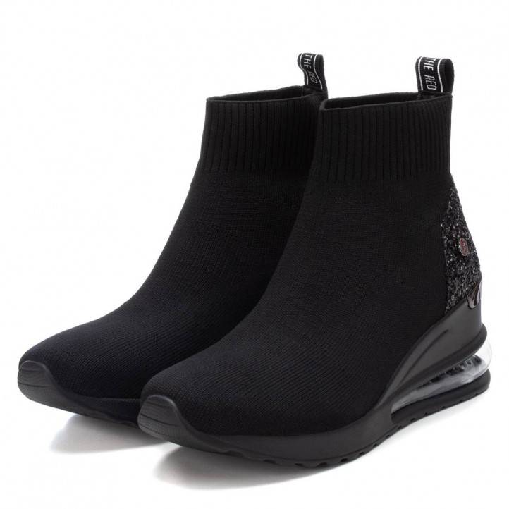 Zapatillas cuña Xti 141376 elasticas con purpurina y cámara de aire - Querol online