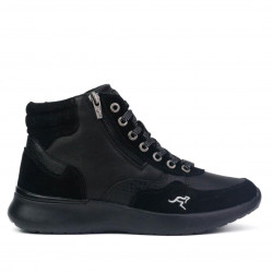 Botines sport Kangaroos con cordones en serraje negro combinado - Querol online