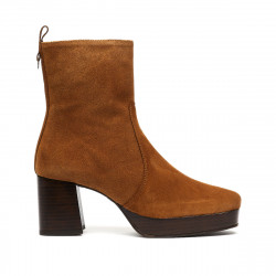 Botins de taló CALMODA de pell serratge marrons - Querol online