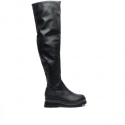 Botas planas BUONAROTI negras mosqueteras con plataforma - Querol online