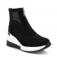 Zapatillas cuña Xti 141043 negras de malla con cremallera frontal - Querol online