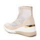 Zapatillas cuña Xti 141043 beige de malla con cremallera frontal - Querol online