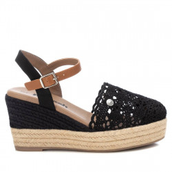 Sandàlies falca Refresh 170534 negres de crochet amb tira marró - Querol online