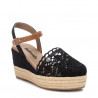 Sandalias cuña Refresh 170534 negras de crochet con tira marrón