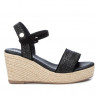 Sandalias cuña Refresh 170536 con tiras de esparto negro